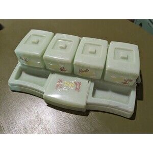 Vintage Clarolyte Jade Plastic Baby Caddy Vanity Set 1950's